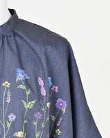 [50% OFF] Dolman Sleeve Floral Embroidered Print Shirt Blouse