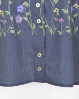 [50% OFF] Dolman Sleeve Floral Embroidered Print Shirt Blouse
