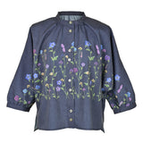 [50% OFF] Dolman Sleeve Floral Embroidered Print Shirt Blouse