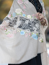 花柄総刺繍ストール