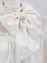 [50% OFF] Bowtie blouse with yoke lace