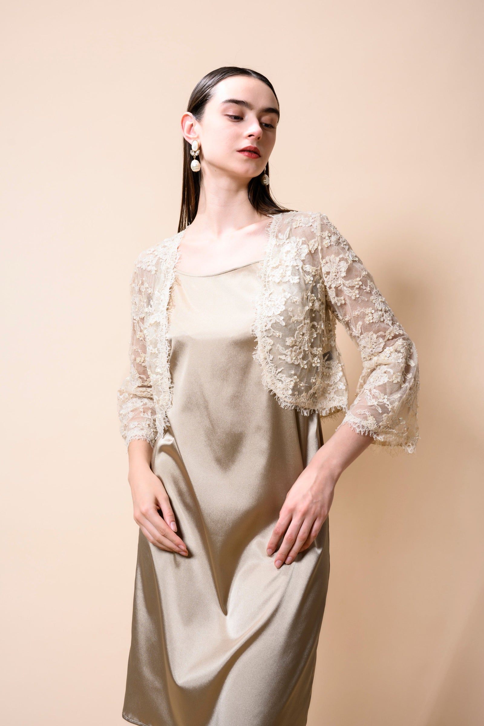 50％OFF】ビーズ＆パール刺繡ボレロ | レースワンピースや