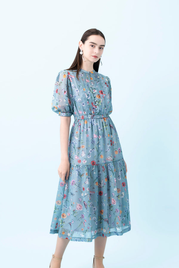 【NEW】花柄シフォンワンピース