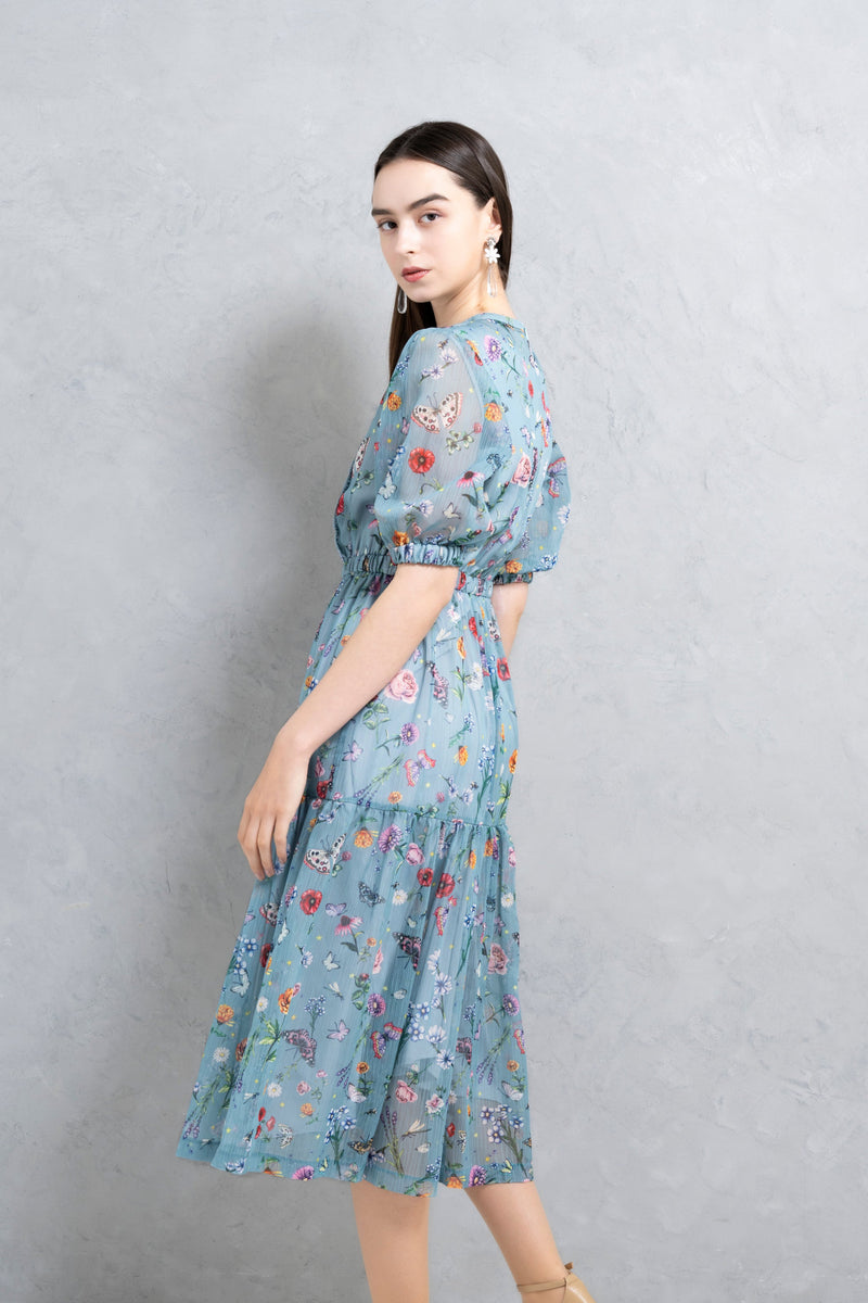 【NEW】花柄シフォンワンピース