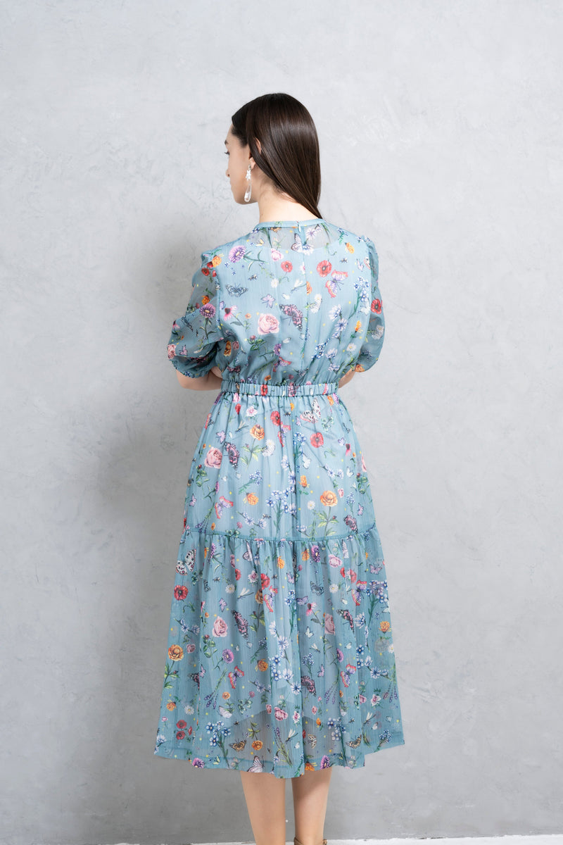 【NEW】花柄シフォンワンピース