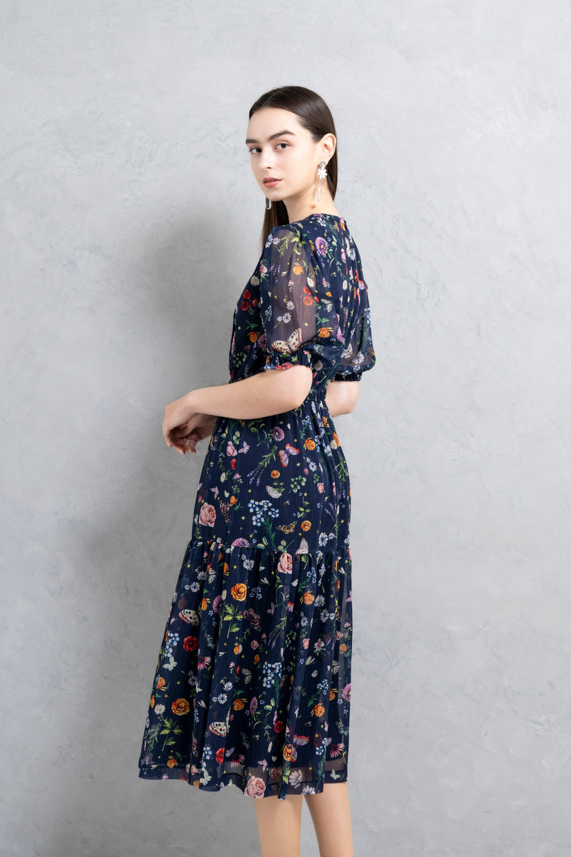 【NEW】花柄シフォンワンピース