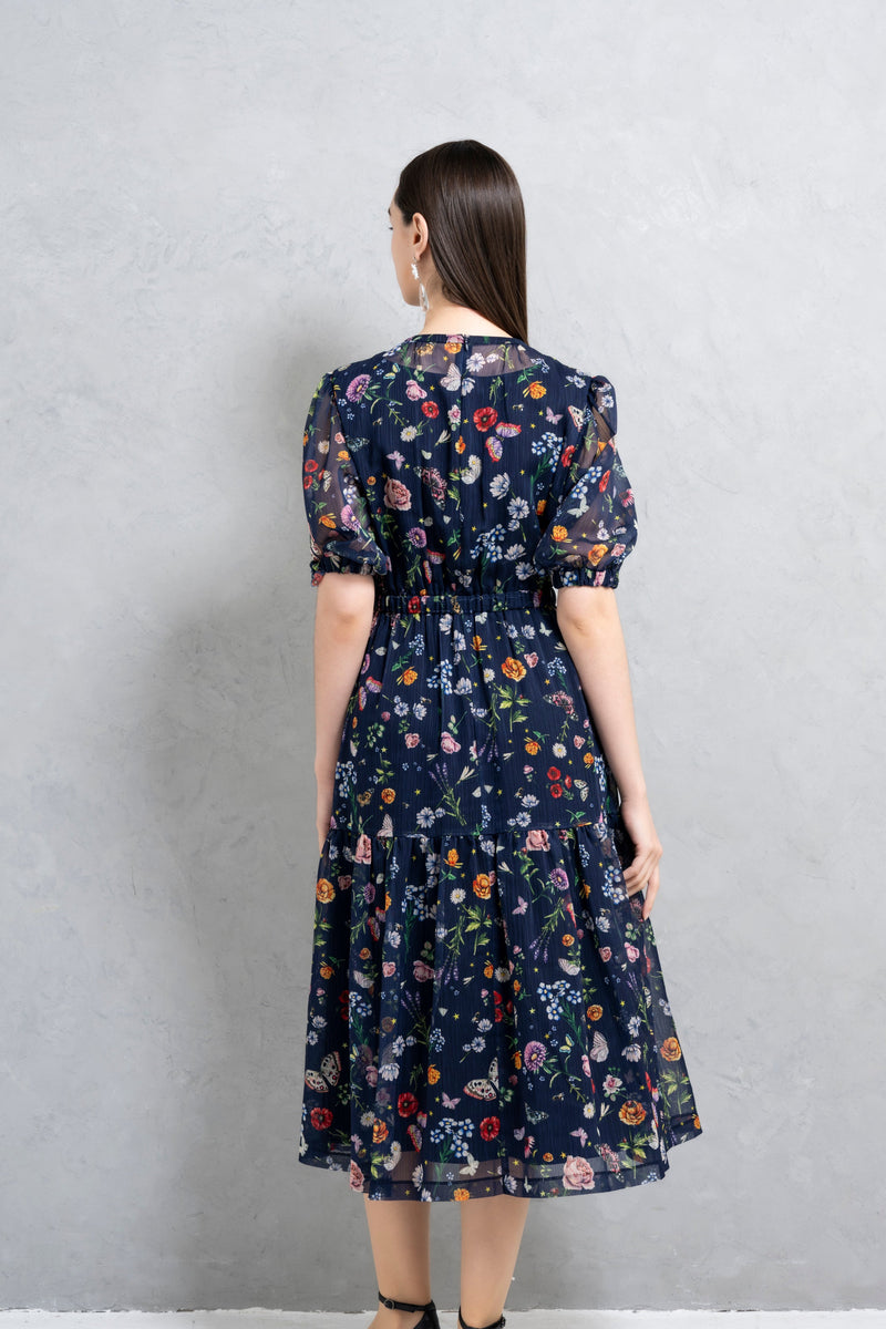 【NEW】花柄シフォンワンピース