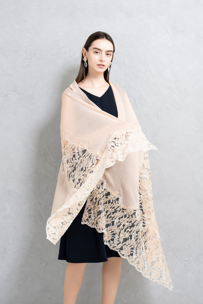 レース刺繍カシミヤストール