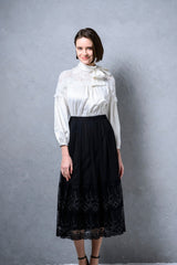 [50% OFF] Floral Embroidered Flared Skirt