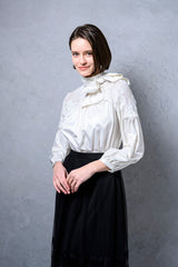 [50% OFF] Bowtie blouse with yoke lace