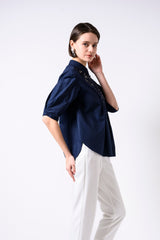 [50% OFF] Lace-trimmed blouse 
