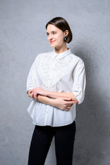 [50% OFF] Lace-trimmed blouse 