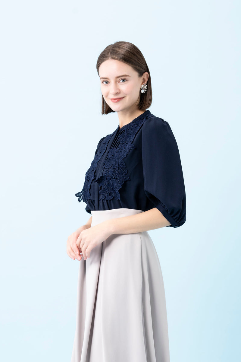 【30%OFF】プリーツレースブラウス