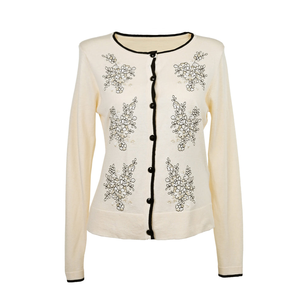 René 花柄刺繍 ホワイトカーディガン Rene ルネ フラワーエンブロイダリー カーディガン お花刺繍