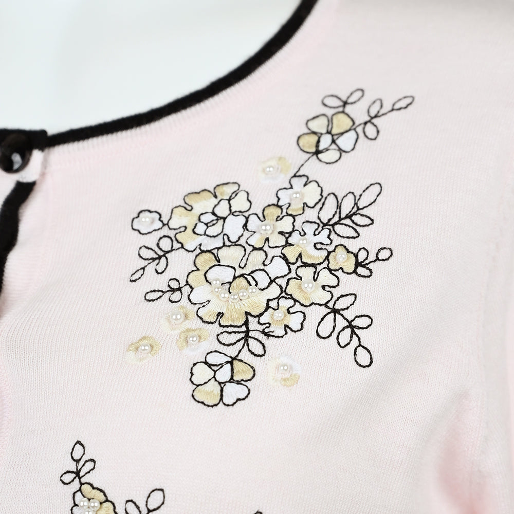✨希少✨ クリスセリーン 38 カーディガン レース 花柄 刺繍 黒 白 結婚式 50％OFF】花柄刺繍ニットカーディガン | レースワンピースやブラウス
