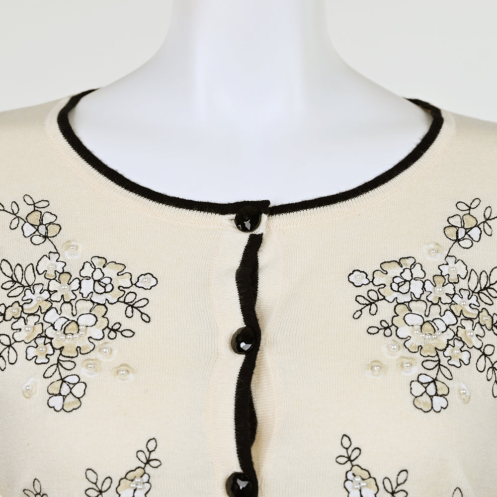 50％OFF】花柄刺繍ニットカーディガン | レースワンピースや