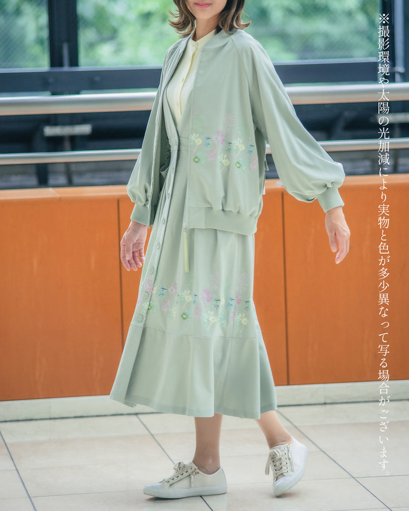 【50%OFF】花刺繍ブルゾン