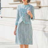 [60% OFF] Floral Motif Trimmed Dress