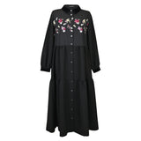 [50% OFF] Floral Embroidered Tiered Shirt Dress