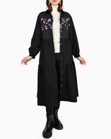 [50% OFF] Floral Embroidered Tiered Shirt Dress