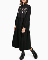 [50% OFF] Floral Embroidered Tiered Shirt Dress