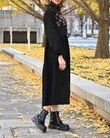 [50% OFF] Floral Embroidered Tiered Shirt Dress