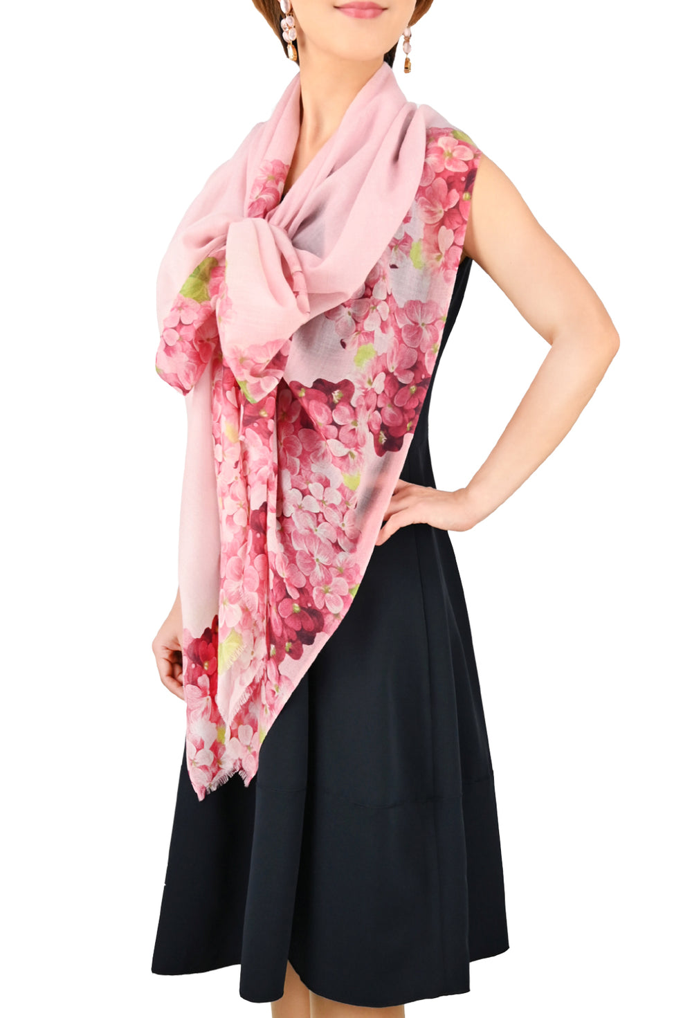 カシミヤ フラワープリント ストール | レースワンピースやブラウス