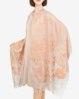 Cashmere embroidered lace stole